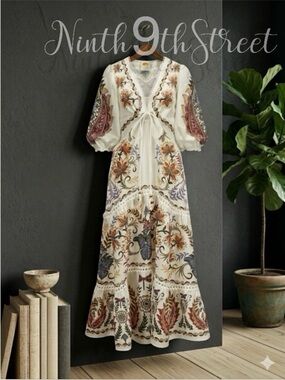 Farm Rio Boho Glam Floral Maxi Dress XS NWT
